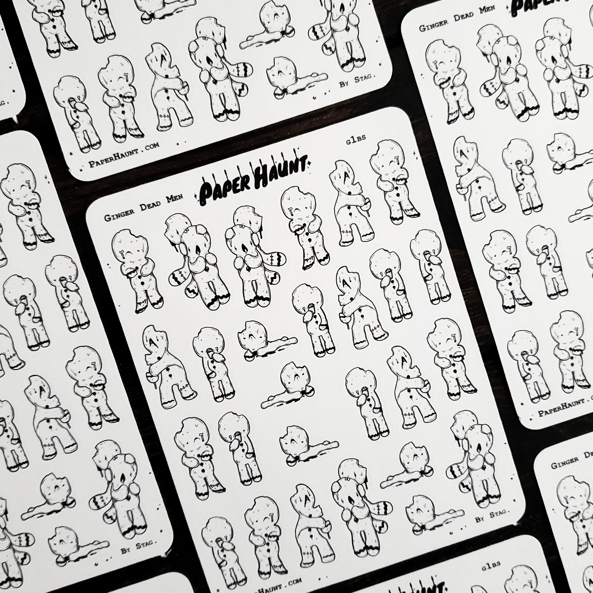 Zombie Gingerbread men STICKER sheet - Paper Haunt / White Stag Art