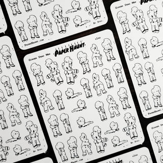 Zombie Gingerbread men STICKER sheet - Paper Haunt / White Stag Art