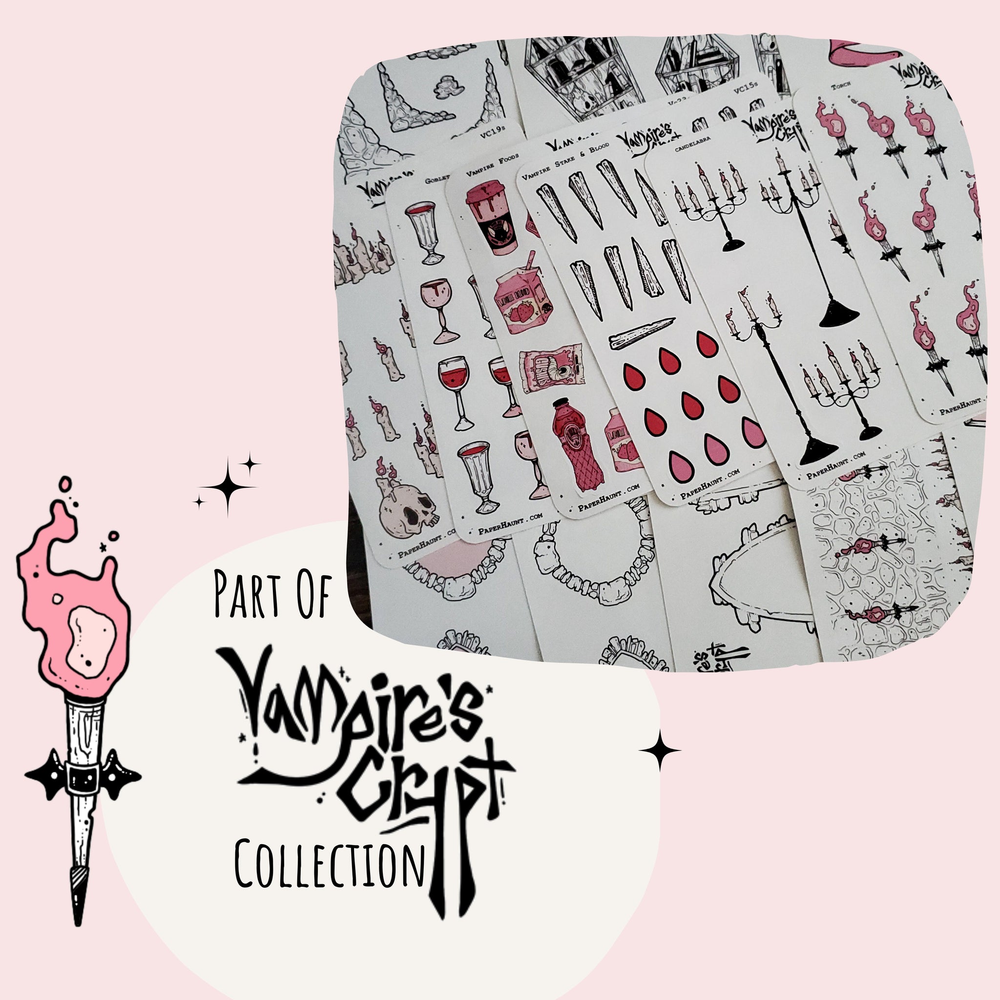 Vampire Stake and Blood Droplets STICKER Sheet