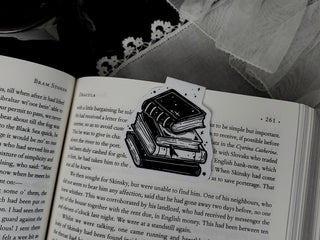 Witchy book stack Magnetic Bookmark - Lowbrow Misfits / White Stag Art