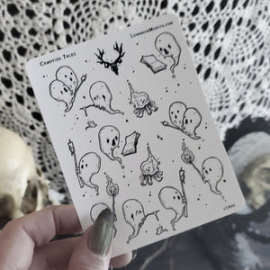 Campfire Tales Ghost sticker sheet, spooky cute
