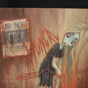 Hunger- Original lowbrow zombie painting -Lowbrow misfits White Stag Art