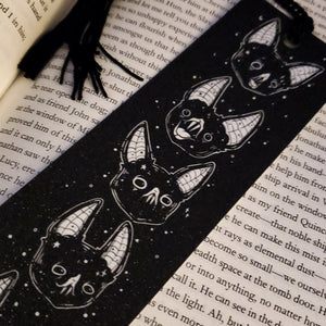 Black Vampire Bat Bookmark, Spooky cute, Goth - Lowbrow Misfits / White Stag Art