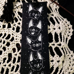 Black Vampire Bat Bookmark, Spooky cute, Goth - Lowbrow Misfits / White Stag Art