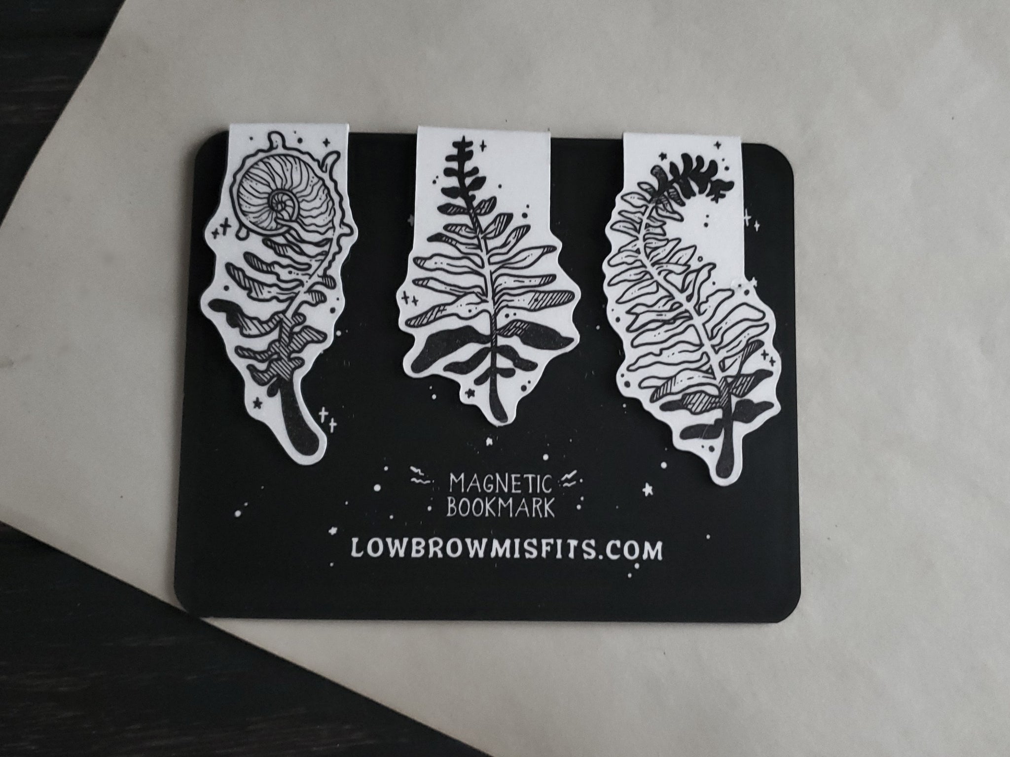 Fern magnetic Bookmark SET, Spooky cute, Goth