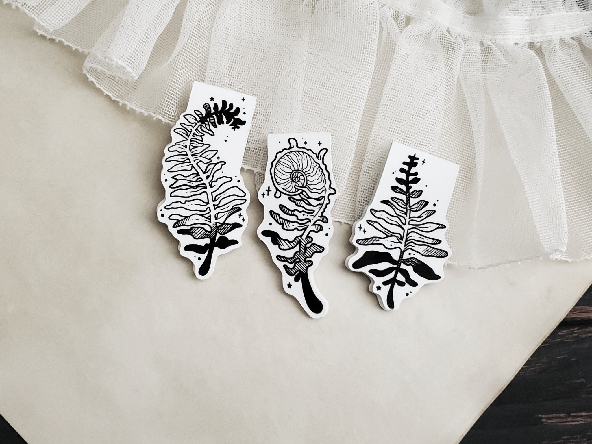 Fern magnetic Bookmark SET, Spooky cute, Goth