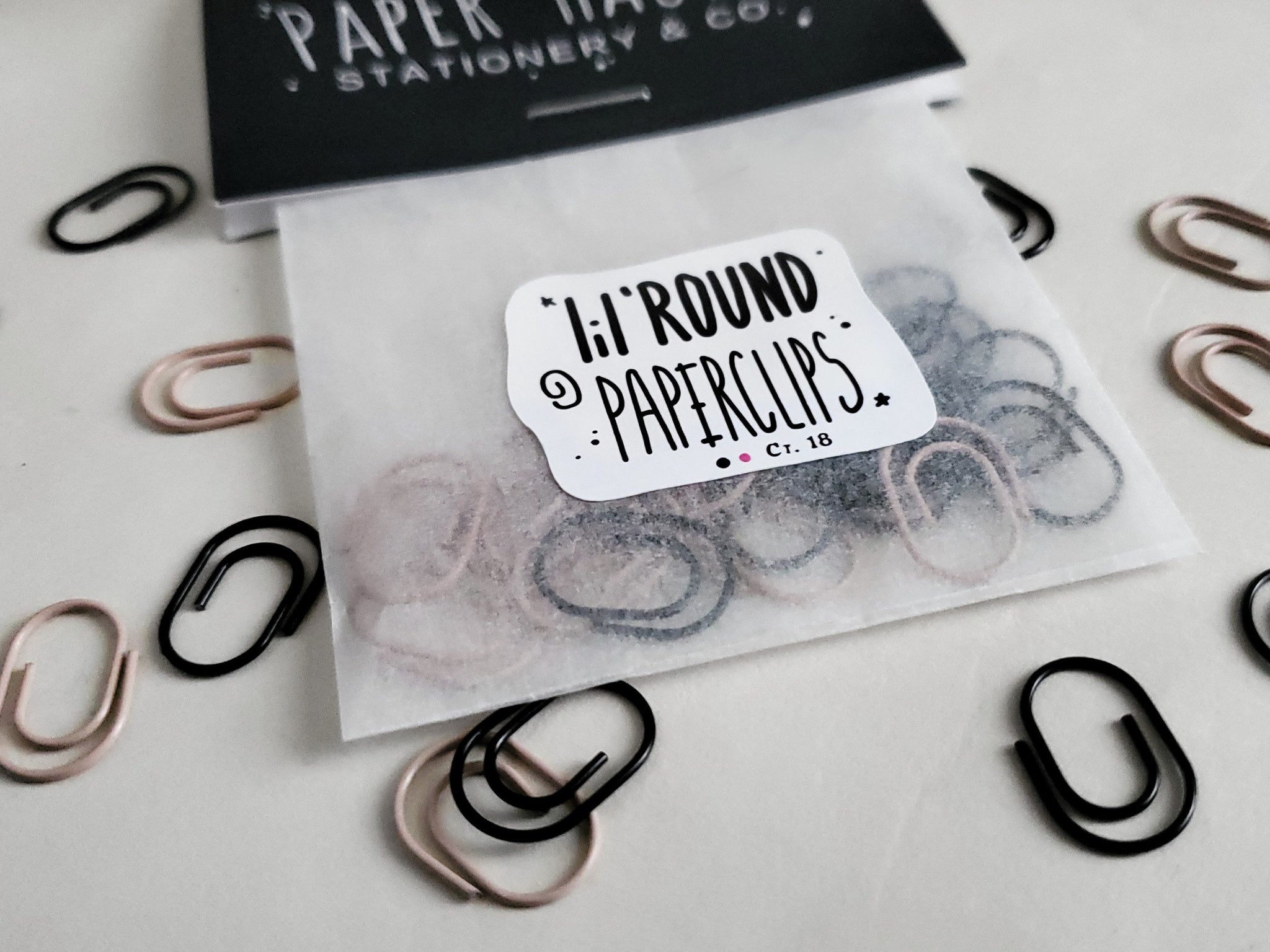 Little round paperclips- Pink and Black