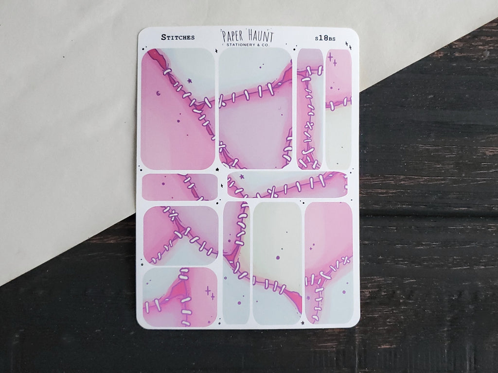Stitches sticker sheet – Paper Haunt / White Stag Art