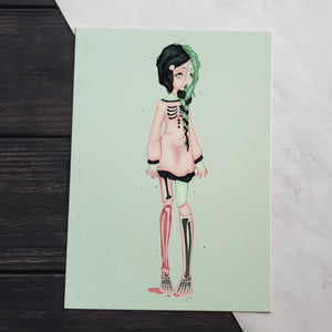 Pastel Zombie girl Art print SET