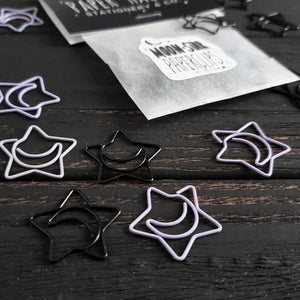 Purple and black Moon Star paperclips